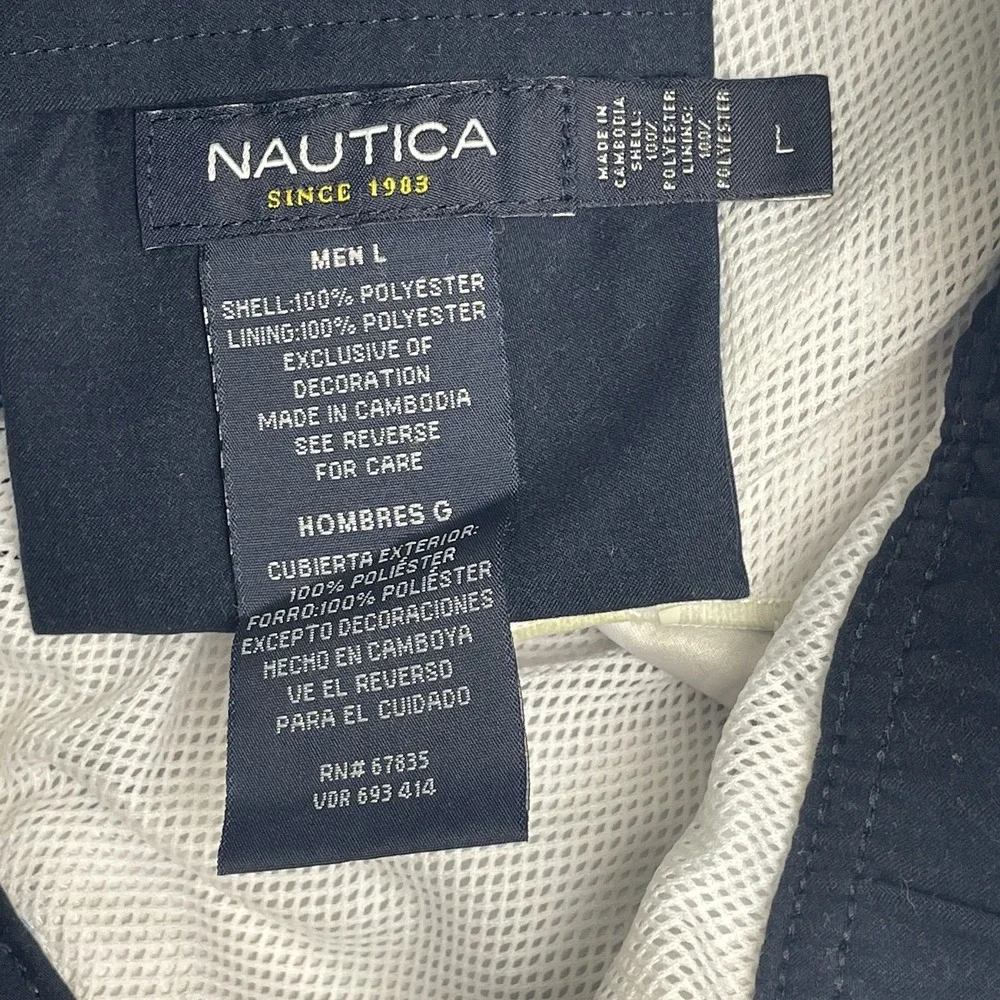 Nautica Mens Blue Tropical Hawaiian Floral Lined Swim Trunks Bathing Suit Size L